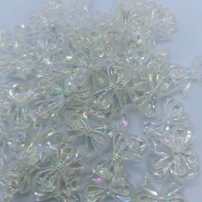 Colored Clear Bow Ribbon Acrylic Beads 18mm Translucent 100pcs 24