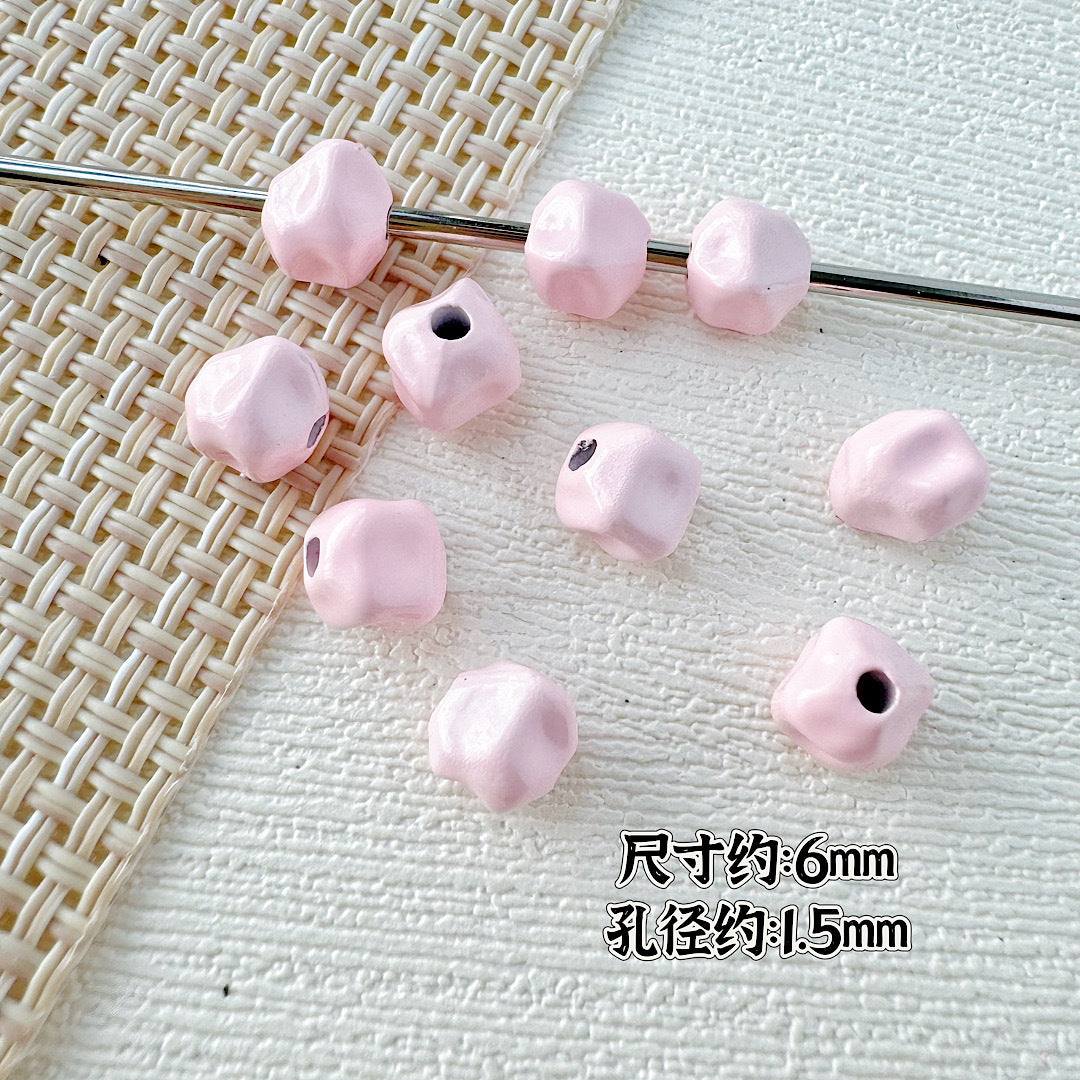 Heart Stone Metal Beads 6mm 9mm Glossy Painted Pastel Colors 50pcs 17