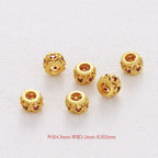 Brass Hollow Zirconia Embedded Spacer Beads 4.5-10mm Vintage 10pcs 4