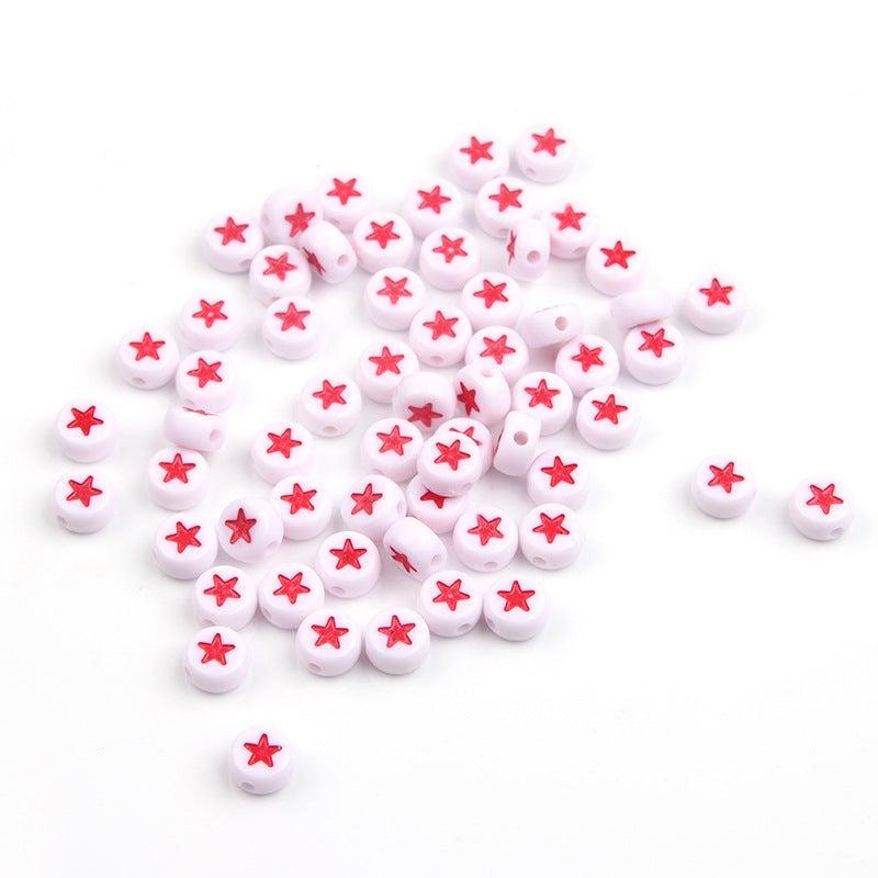 Colored Five-Pointed Flat Acrylic Beads 7mm Glossy Mixed 100pcs 8