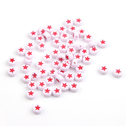 Colored Five-Pointed Flat Acrylic Beads 7mm Glossy Mixed 100pcs 8