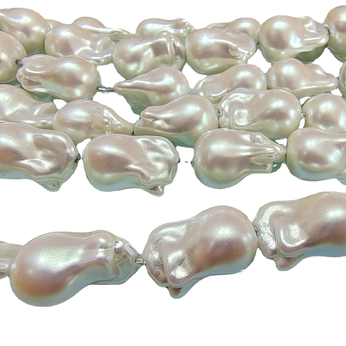 Imitation Pearl Glass Beads Irregular Shape Pastel Reflections 5pcs 5