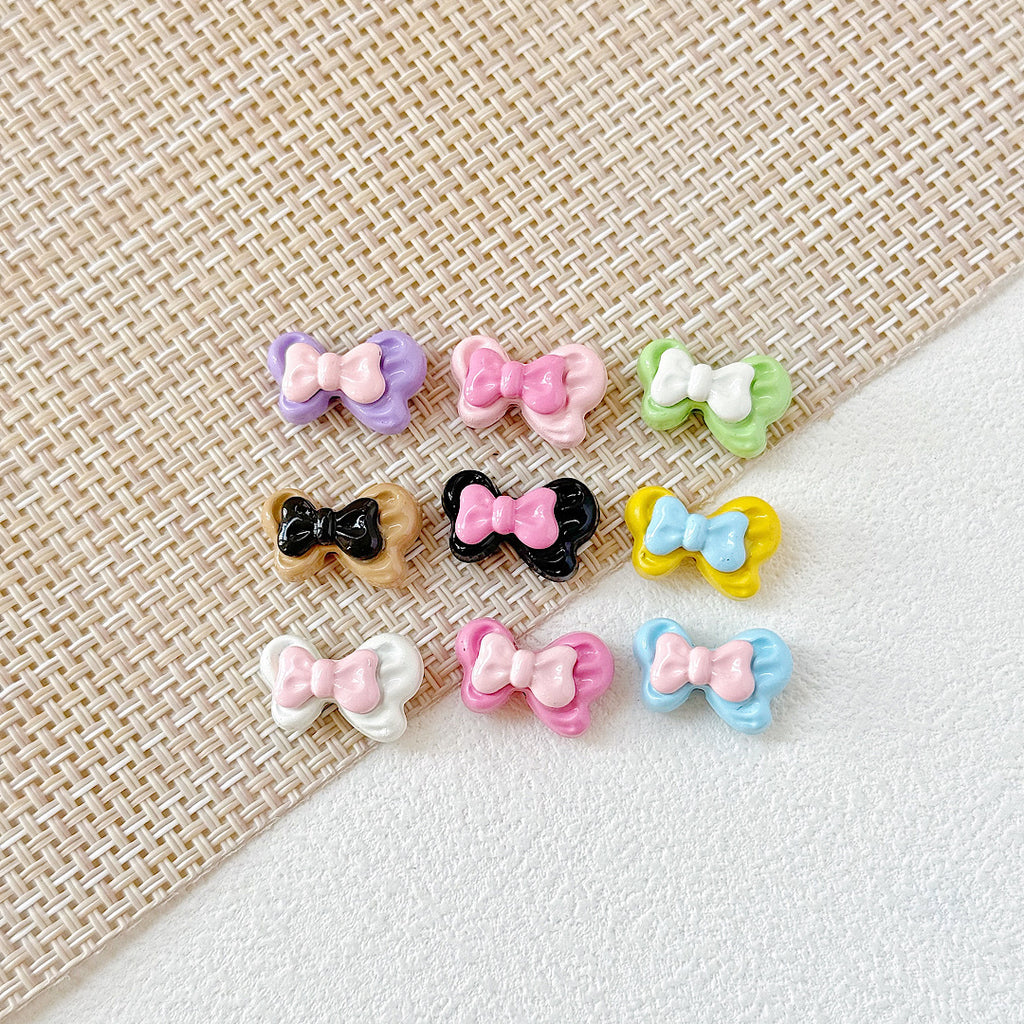 Bow Metal Beads 17mm Baking Painted Checkered Pattern 10pcs 23