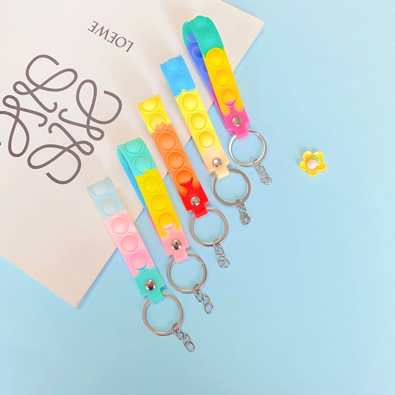 PVC Soft Rubber Bubble Wristlet Keychain Pastel Tie Dye Colors 2