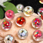 UV Plating Round Acrylic Beads 16mm Valentine Day Camellia Print 50pcs