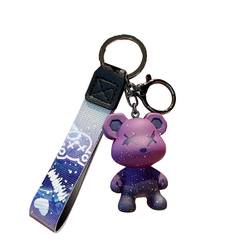 Colorful Resin Bear Couple Keychain Vibrant Gradient Hues 5