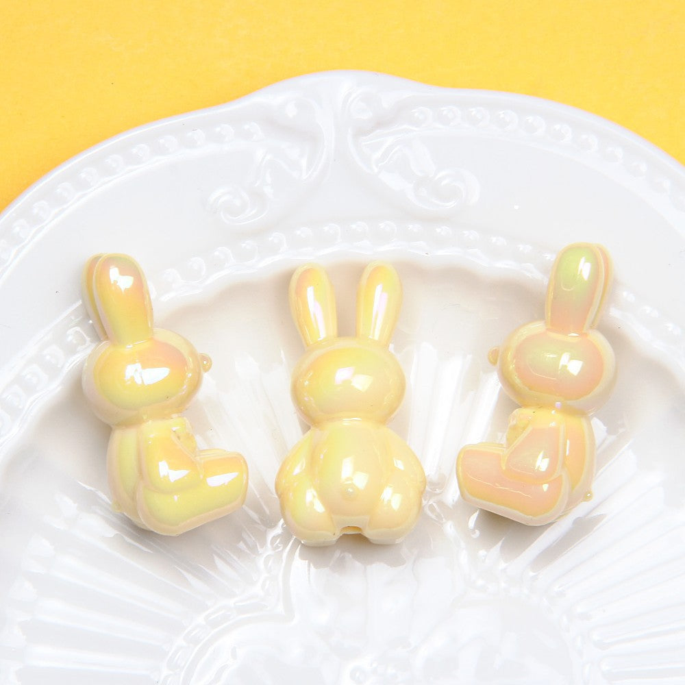 Glow Bunny Acrylic Beads 35mm UV Plating Pastel Colors 10pcs 6