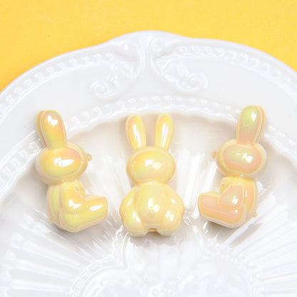 Glow Bunny Acrylic Beads 35mm UV Plating Pastel Colors 10pcs 6