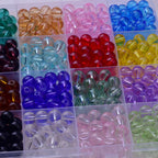 Transparent Round Glass Beads 8mm Glossy Mixed Colors 50pcs