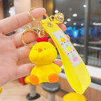 Cartoon Resin Animal Keychain Piglet Dinosaur with Fruit Strap and Bell 5