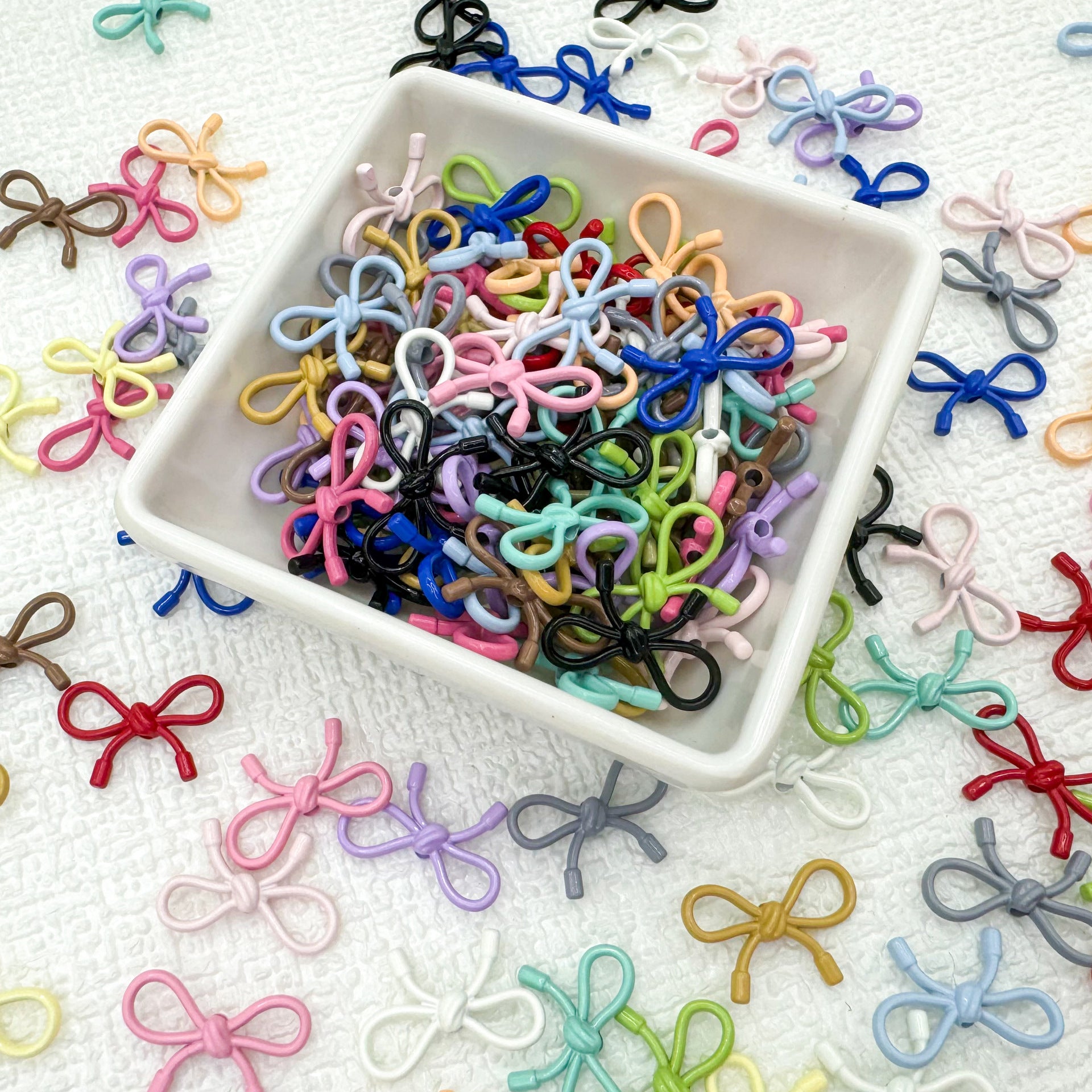 Hollow Bow Metal Beads 13x12mm Glossy Baking Painted Alloy 20pcs 6