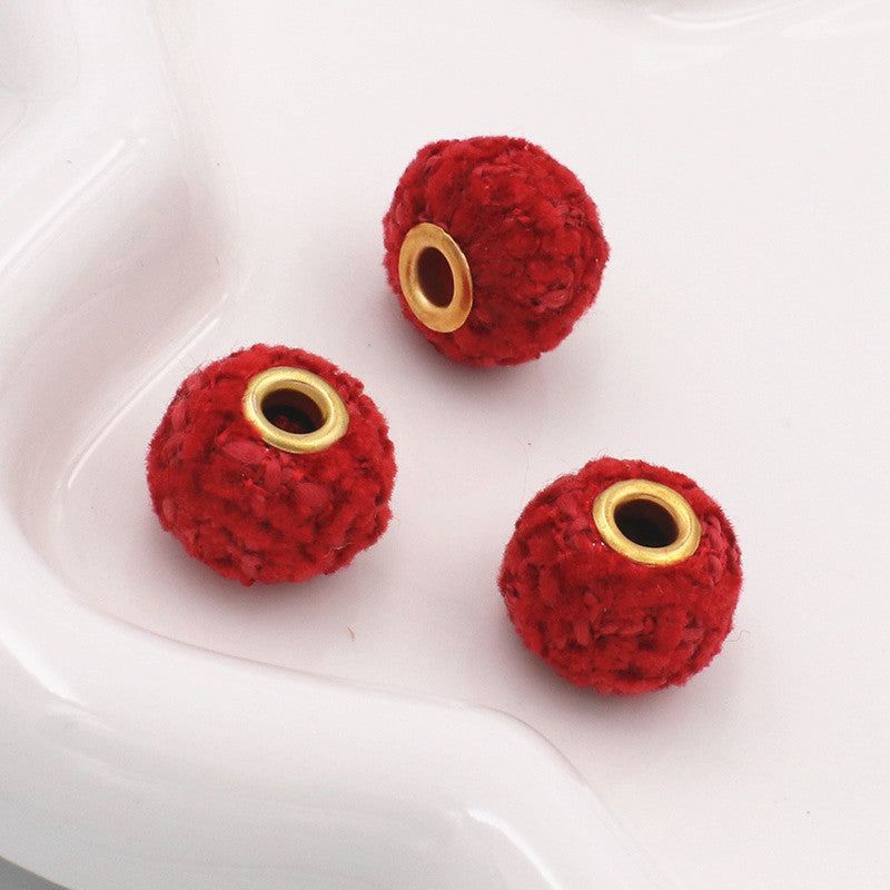 Fabric Woven Spacer Beads 15mm Mixed Colors 40pcs 6