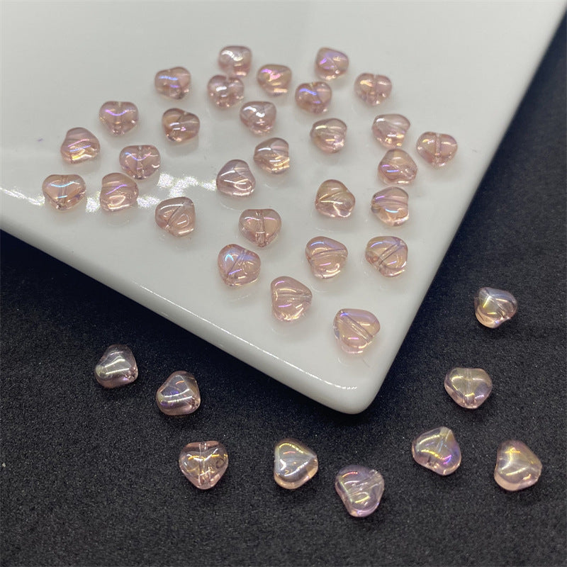 Czech Glass Beads Small Heart 6mm Peach Color 100pcs 18