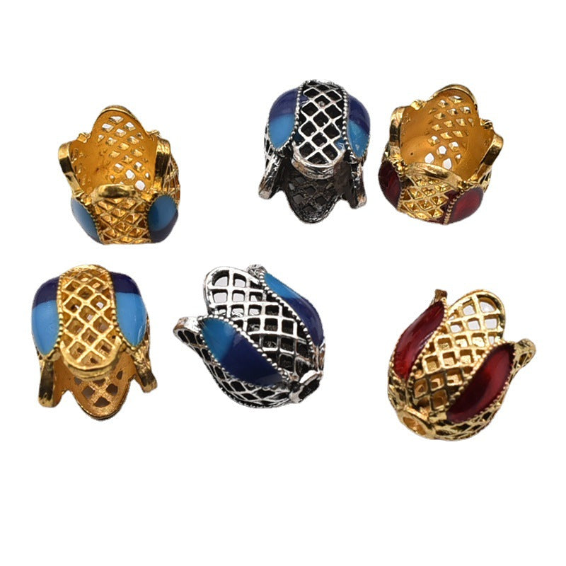 Tulip Metal Beads 14mm Cloisonne Enamel Detailed 50pcs 5