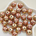 UV Plating Christmas Deer Acrylic Beads 16mm Golden Red Print 10pcs 6