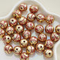 UV Plating Christmas Deer Acrylic Beads 16mm Golden Red Print 10pcs 6