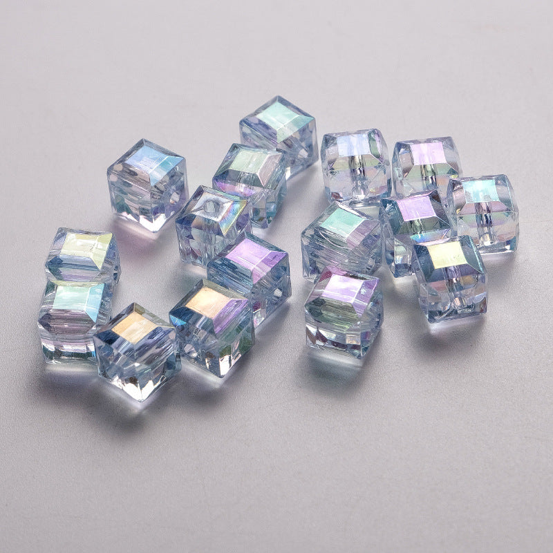 Transparent Faceted Square Acrylic Beads 8mm Plating Pastel Glow 500pcs 5
