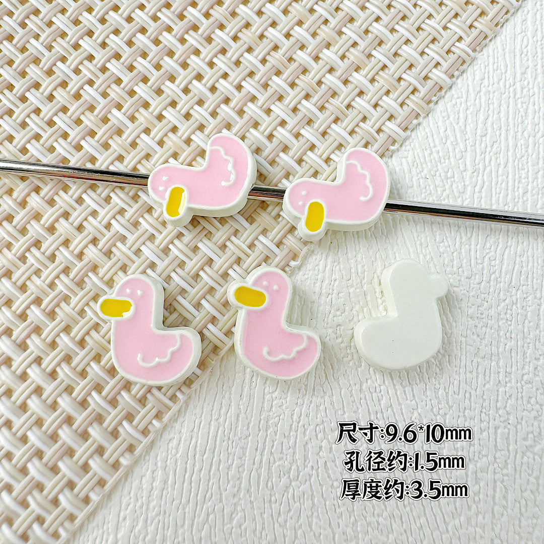 Baking Painted Duck and Strawberry Cake Metal Beads 13/10mm 20pcs 15