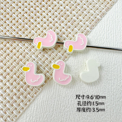 Baking Painted Duck and Strawberry Cake Metal Beads 13/10mm 20pcs 15