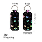Paw Print Chapstick Holder Neoprene Functional Keychain 3pcs 6