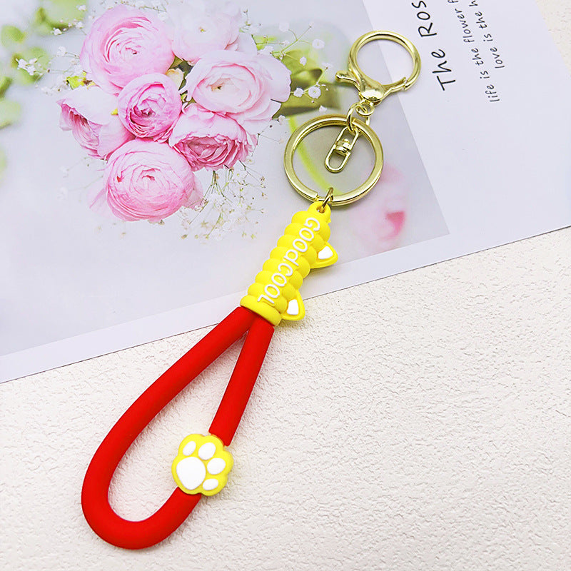 PVC Cat Claw Leather Lanyard Keychain Soft Rubber Paw Charm 7