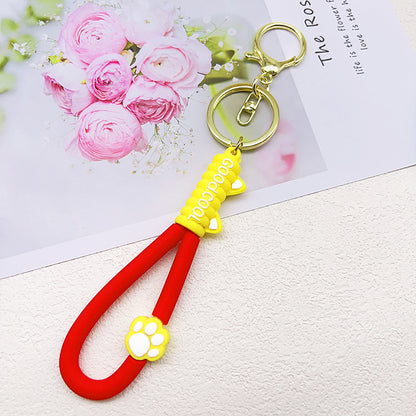 PVC Cat Claw Leather Lanyard Keychain Soft Rubber Paw Charm 7