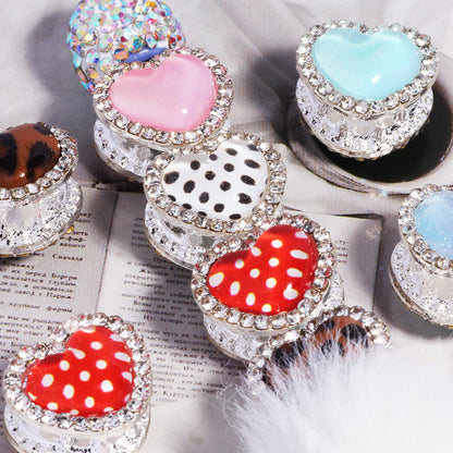 Double Sided Heart Rhinestone Beads 13mm Resin Alloy Sparkle 5pcs