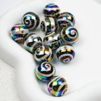 UV Plating Round Acrylic Beads 16mm Lollipop Rotating Pattern 50pcs 3