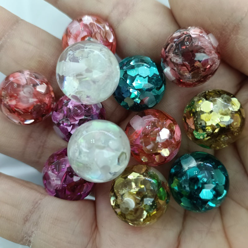 Shimmer Filled Round Acrylic Beads 16mm Colorful Mixed 50pcs 8