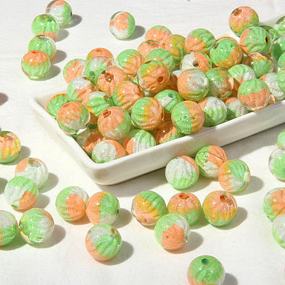 Premium Painted Acrylic Beads 14mm Brushwork Multi Color 5pcs 8
