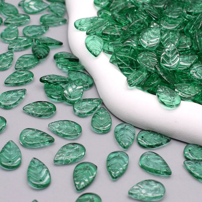 Vintage Czech Glass Leaf Glass Beads 11x18mm 100pcs 23