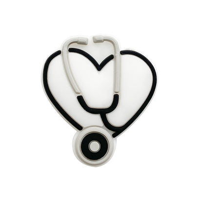 Silicone Focal Beads Nurse Heart With Stethoscope Design 10pcs 8
