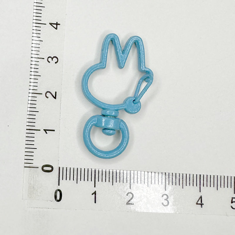 Spray Painted Bunny Head Zinc Alloy Buckle Keychain Clasps 20pcs 15
