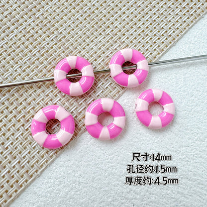 Swimming Ring Metal Beads 14mm Two-Tone Enamel Painted 10pcs 7