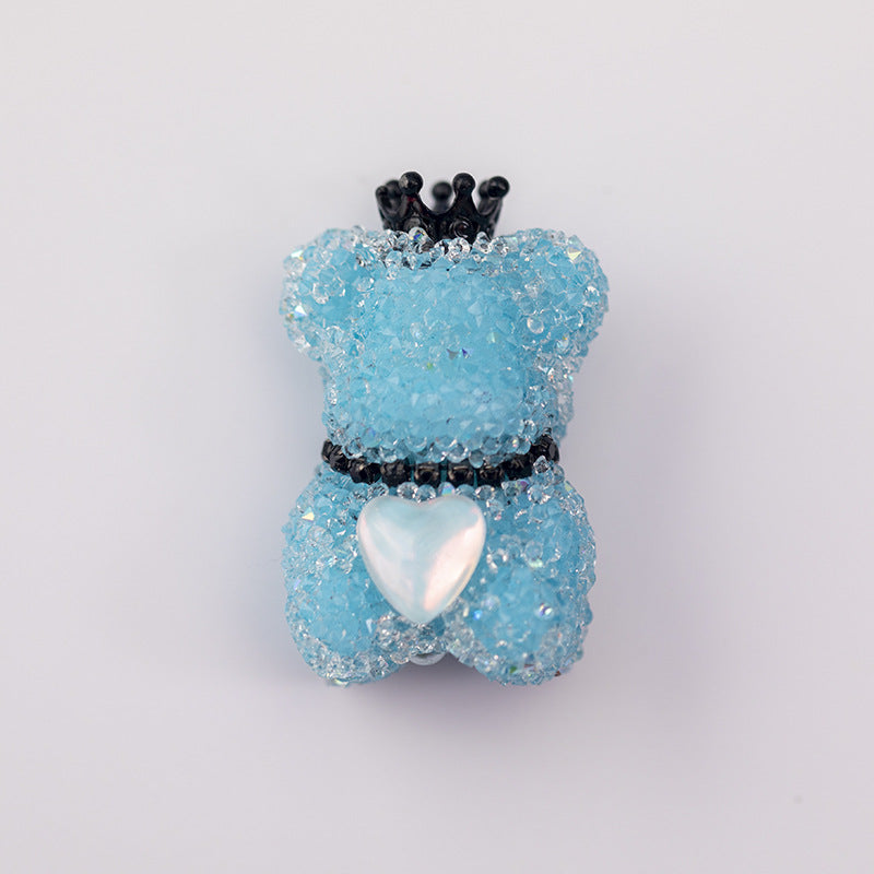 Sugar Crown Bear Rhinestone Focal Beads Alloy with Rhinestones 10pcs 9