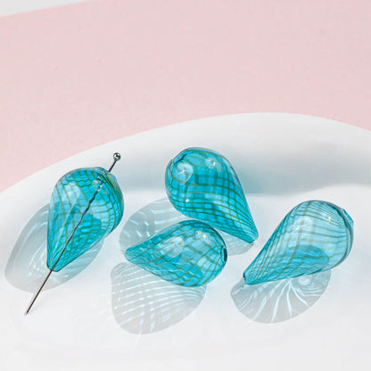 Irregular Hollow Water Drop Blown Glass Beads 22/29mm 4pcs 11