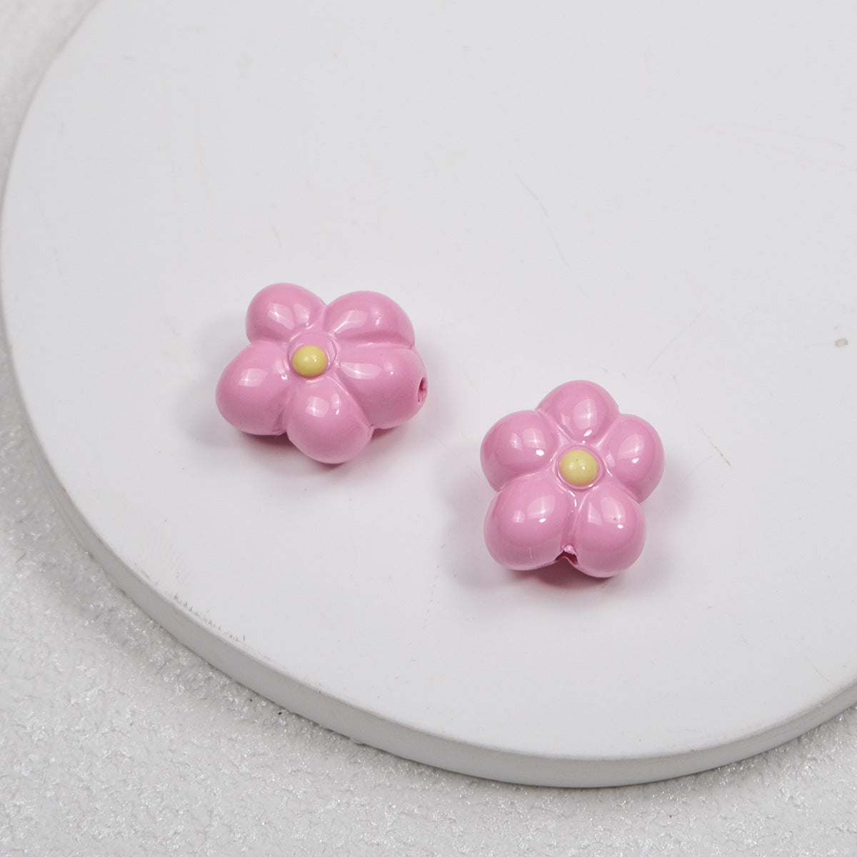 Hand Painted Irregular Flower Acrylic Beads 16mm Enamel Finish 50pcs 6