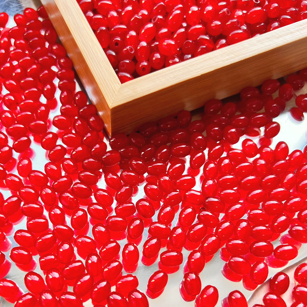 Pure Oval Glass Beads 6mm 8mm Transparent Colorful Mixed 50pcs 6