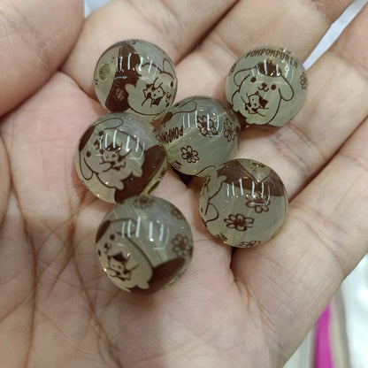 Transparent Round Acrylic Beads 16mm Jelly Color Sanrio Printed 100pcs 4