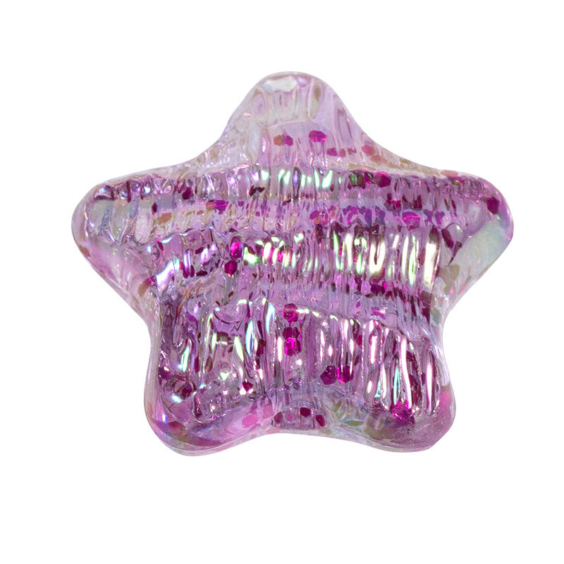 Glitter Wrinkle Star Acrylic Beads 19mm Colorful Mixed 20pcs 13