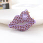 Rhinestone Lip Keychain Crystal Encrusted Gold Hardware Metal 11
