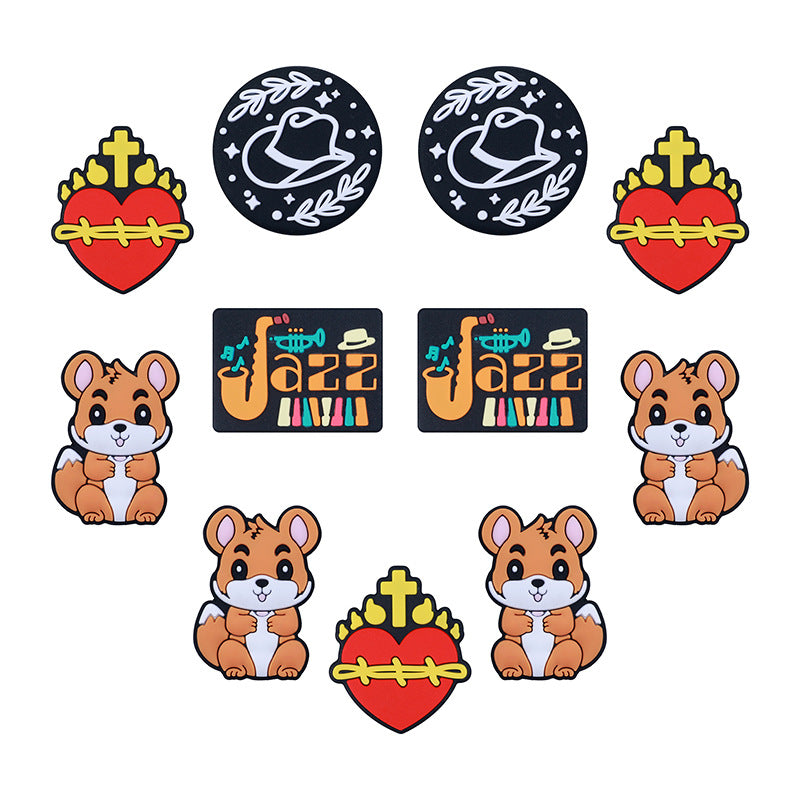Silicone Focal Beads Cartoon Squirrel Circle Cowboy Hat 20pcs