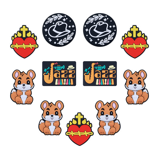 Silicone Focal Beads Cartoon Squirrel Circle Cowboy Hat 20pcs