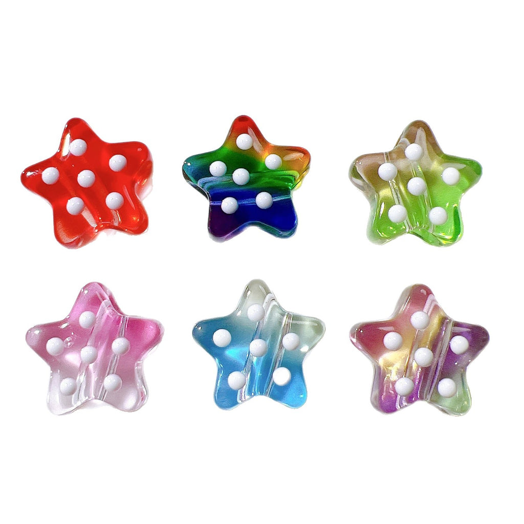 Dotted Rainbow Star Acrylic Beads 18mm Glossy Texture 10pcs 5
