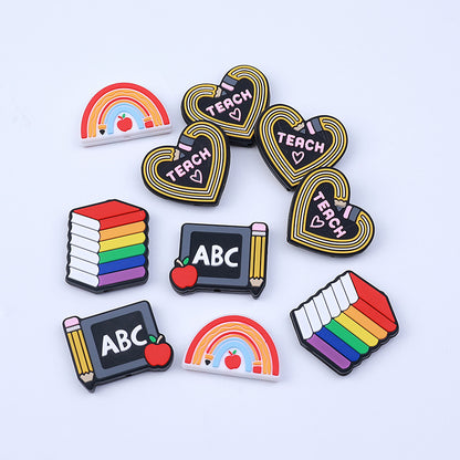 Silicone Focal Beads Teach ABC Blackboard Pencil Heart 20pcs 3