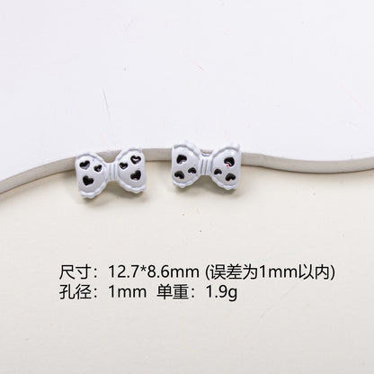 Painted Alloy Metal Beads Black and White Enamel Baking Style 10pcs 14
