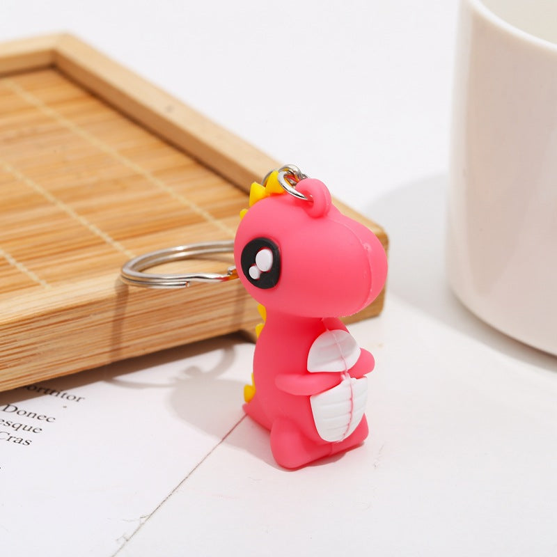 Silicone Dinosaur Couple Keychain Cute Colorful Dino Charm 6