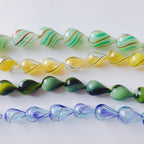 Vintage Spiral Pattern Teardrop Blown Glass Beads 19-25mm 3pcs 2