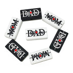 Silicone Focal Beads Love Dad Or Mom Rectangular Black White 20pcs 4