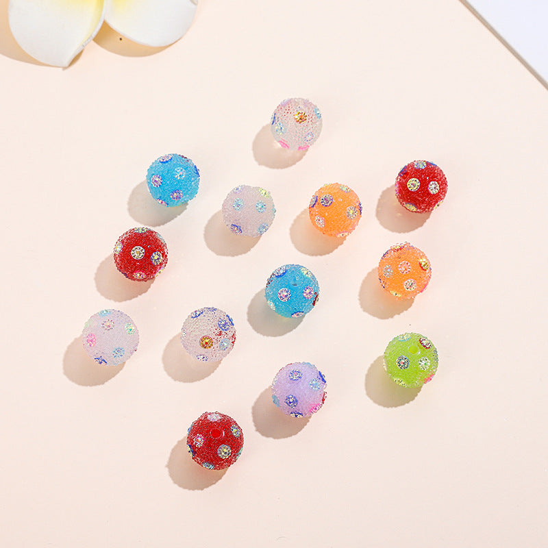 Rhinestone Bubblegum Beads 16-20mm Colorful Resin Sparkle 10pcs 3